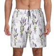 thumbnail image 1 of Kdxio Lavender Flowers Print Men's Swim Trunks with Compression Liner 7 Inch Inseam Quick Dry Swim Shorts, 1 of 7