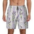thumbnail image 1 of Kdxio Lavender Flowers Print Men's Swim Trunks with Compression Liner 7 Inch Inseam Quick Dry Swim Shorts, 1 of 7