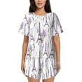thumbnail image 1 of Kdxio Lavender Flowers Print Pajamas Sets for Women Short-Sleeved Pjs with Lounge Shorts Two Piece Sleepwear S-4XL, 1 of 9