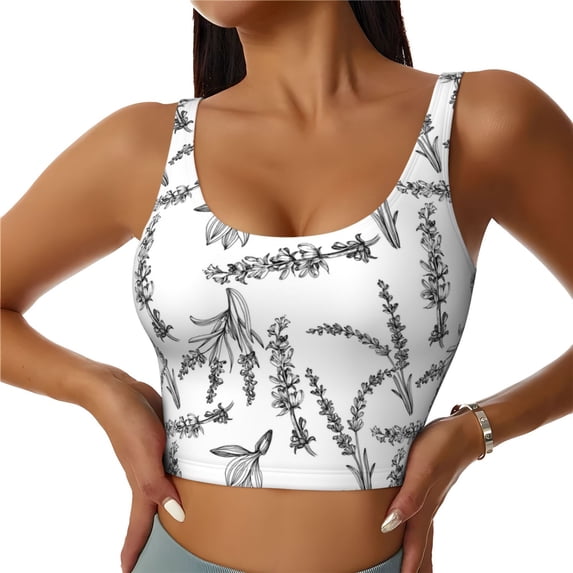Kdxio Lavender Flowers Print Workout Crop Tank Top for Women Racerback Yoga Tank Tops Athletic Sports Shirts Exercise Undershirts