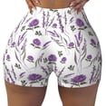 thumbnail image 1 of Kdxio Lavender Flowers Print Workout Shorts for Women Seamless Soft Smooth Gym Yoga Scrunch Active Shorts, 1 of 9