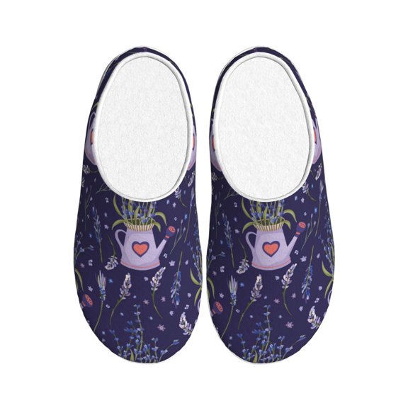 Kdxio Lavender Flowers Women's Men's Slippers Plush Slip-On House Slipper for Winter Indoor Soft Cushion Non-slip Fluffy Slides Slippers-37/38