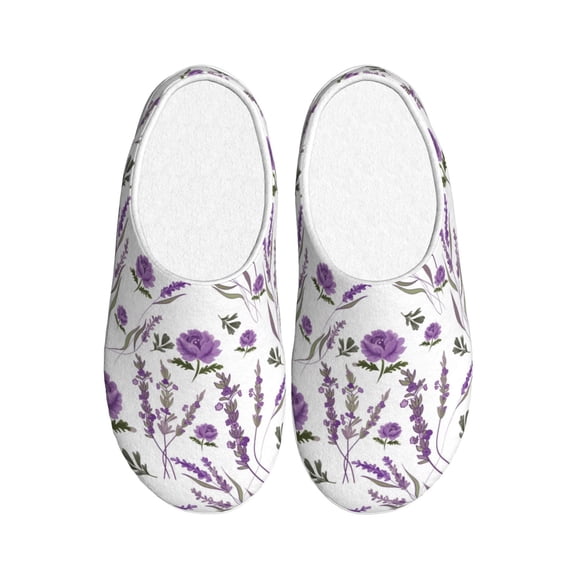 Kdxio Lavender Flowers Women's Men's Slippers Plush Slip-On House Slipper for Winter Indoor Soft Cushion Non-slip Fluffy Slides Slippers-8