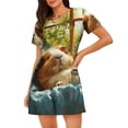 thumbnail image 1 of Kdxio Lazy Home Style Guinea Pig Pattern Womens Short Sleeve Sleepshirt Scoopneck Cute Nightdress Ruffle Comfy Nightgown, 1 of 6