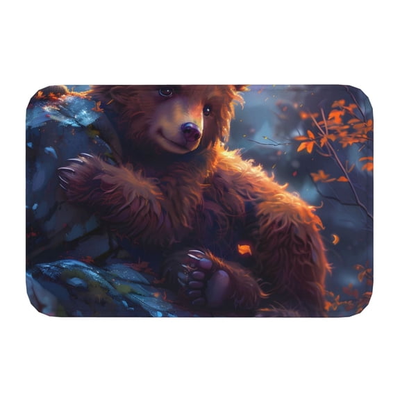 Kdxio Lazy Stone Bear,16" x 24", Non-Slip Front Door Mats,Outdoor Welcome Mat Washable