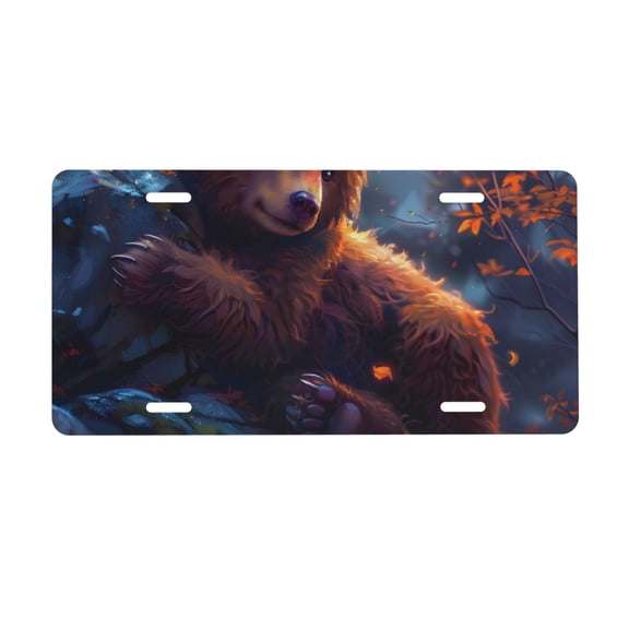 Kdxio Lazy Stone Bear License Plate Car Front License Plate Car Decoration Car Accessories Front Tag Plate Standard Size