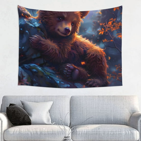 Kdxio Lazy Stone Bear Wall Hanging Tapestries Banner For Bedroom College Dorm Home Living Room Party Decor 29X37 In