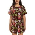 thumbnail image 1 of Kdxio Leaf And Fruit Print Pajamas Sets for Women Short-Sleeved Pjs with Lounge Shorts Two Piece Sleepwear S-4XL, 1 of 5