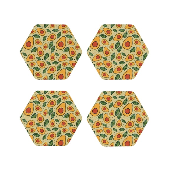 Kdxio Leaves Avocado Funny Coasters,4 Pcs Leather Coasters,Housewarming Gifts,Protect Furniture from Water Marks Scratch and Damage