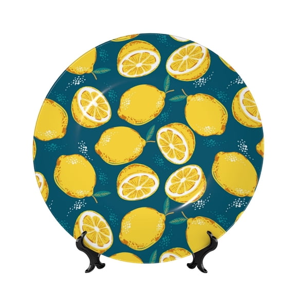 Kdxio Lemon Bone China Decorative Plate Ceramic Decorative Plate for Home Office Wall Stand Decorative Plates for Home Bedroom-6in