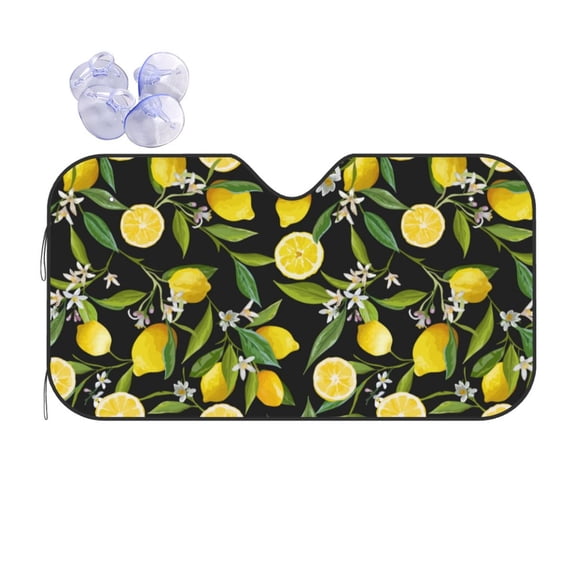 Kdxio Lemon Fruits Flowers Leaves Print Front Windshield Sun Shade,Folding Auto Sunshade for Car Truck SUV-Medium