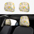 thumbnail image 1 of Kdxio Lemon Leaves Pattern Print 2 Piece Car Head Rest Covers Set Auto Front/Rear Seats Headrest Cover Universal Fit Most Cars,Sedan, SUV, 1 of 9