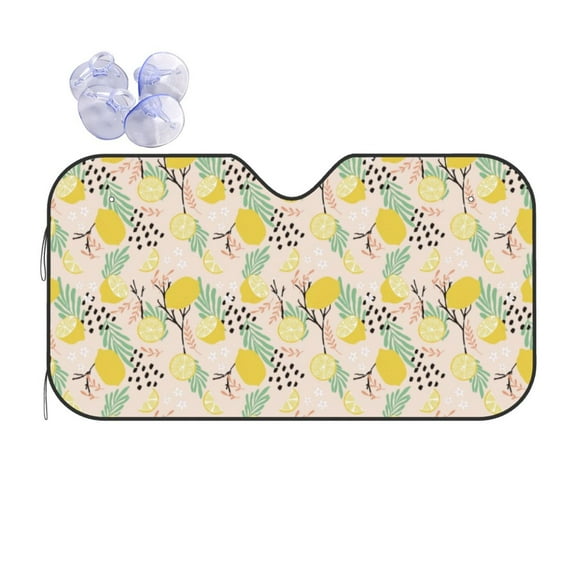 Kdxio Lemon Leaves Print Front Windshield Sun Shade,Folding Auto Sunshade for Car Truck SUV-
