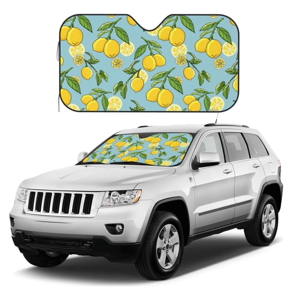 Kdxio Lemon Print Windshield Sun Shade, Foldable Sun Blocker for Car,Truck,SUV Automotive Interior Sun Protection,Reflective Shade for Front Windshield(Small)
