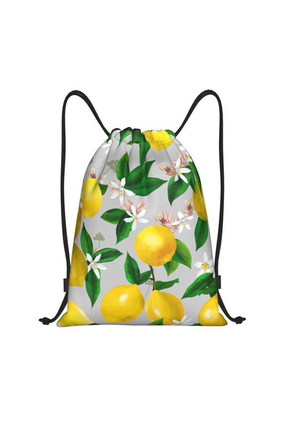 Lemon1 Print Drawstring Backpack Bag,Waterproof Draw String Back Sack, Gym Drawstring Bags Swim Bag For Unisex