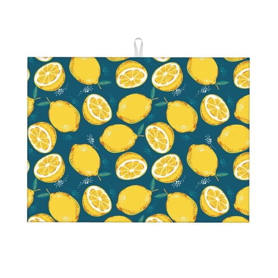 Kdxio Lemon for Dish Drying Mat,24*18 inch Absorbent Dish Drainer Kitchen Counter,Large Size Dish Drying Pad for Countertops,Draining Racks