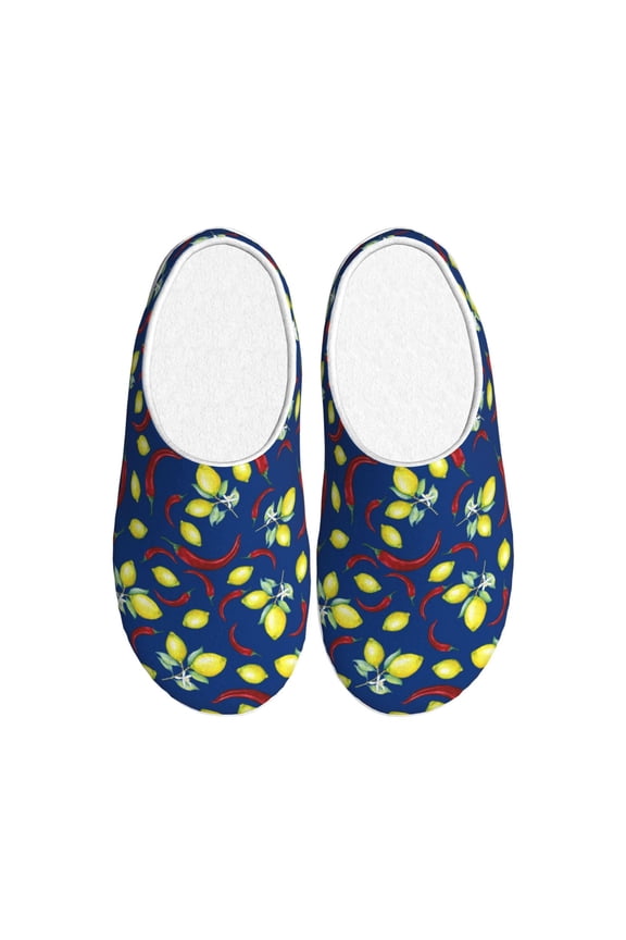 Lemons And Chili Women's Men's Slippers Plush Slip-On House Slipper for Winter Indoor Soft Cushion Non-slip Fluffy Slides Slippers-46/47