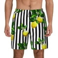 thumbnail image 1 of Kdxio Lemons On Striped Print Men'S Swim Trunks With Compression Liner 7 Inch Inseam Quick Dry Swim Shorts, 1 of 7