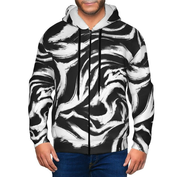 Kdxio Leopard And Zebra 2 Print Men Hoodies Casual Hoodies for Men with Zip Pockets Full Zip Long Sleeve Sweatshirt Sports Hooded Jacket-Medium