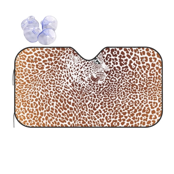 Kdxio Leopard Brown Print Front Windshield Sun Shade,Folding Auto Sunshade for Car Truck SUV-Medium