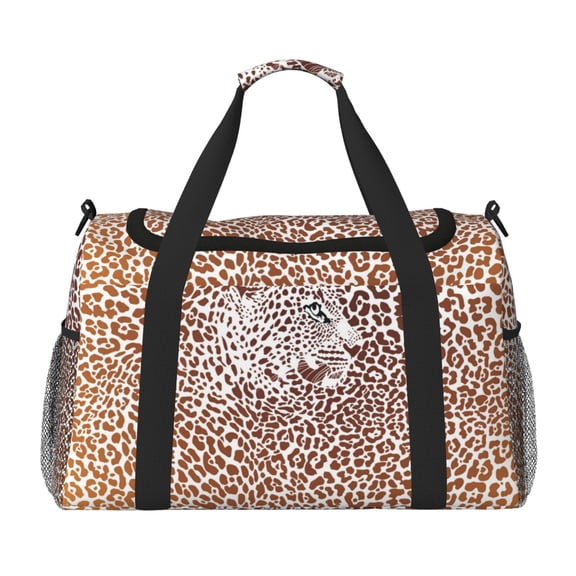 Kdxio Leopard Brown Travel Duffel Bag Gym Bag Weekender Travel Bag Gym Bag for Women &Men Airplane Travel Essentials for Flying