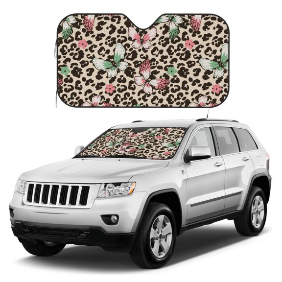 Kdxio Leopard Dots Seamless Pattern Print Windshield Sun Shade, Foldable Sun Blocker for Car,Truck,SUV Automotive Interior Sun Protection,Reflective Shade for Front Windshield(Small)