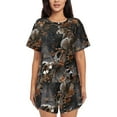 thumbnail image 1 of Kdxio Leopard On Tree Branch Print Pajamas Sets for Women Short-Sleeved Pjs with Lounge Shorts Two Piece Sleepwear S-4XL, 1 of 5