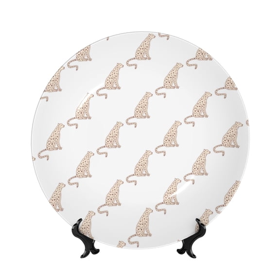 Kdxio Leopard Print Bone China Decorative Plate Ceramic Decorative Plate for Home Office Wall Stand Decorative Plates for Home Bedroom-10in