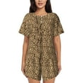 thumbnail image 1 of Kdxio Leopard Print Brown Print Pajamas Sets for Women Short-Sleeved Pjs with Lounge Shorts Two Piece Sleepwear S-4XL, 1 of 9