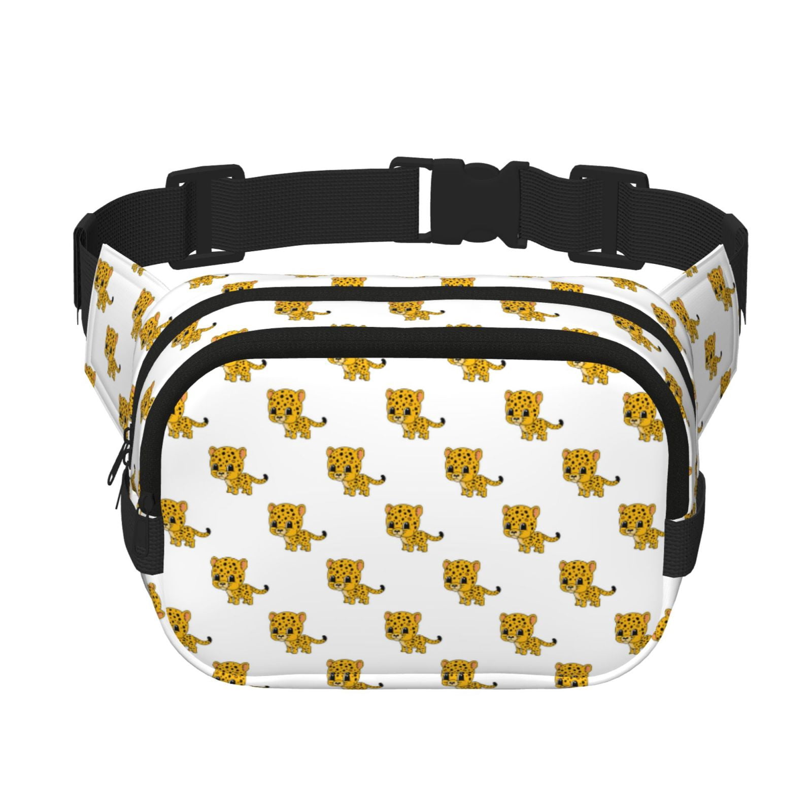 Kdxio Leopard Print Crossbody Double Layer Waist Bag Belt Bag for Unisex Fanny Pack Fashion Waist Packs for Hiking Running Shopping Traveling
