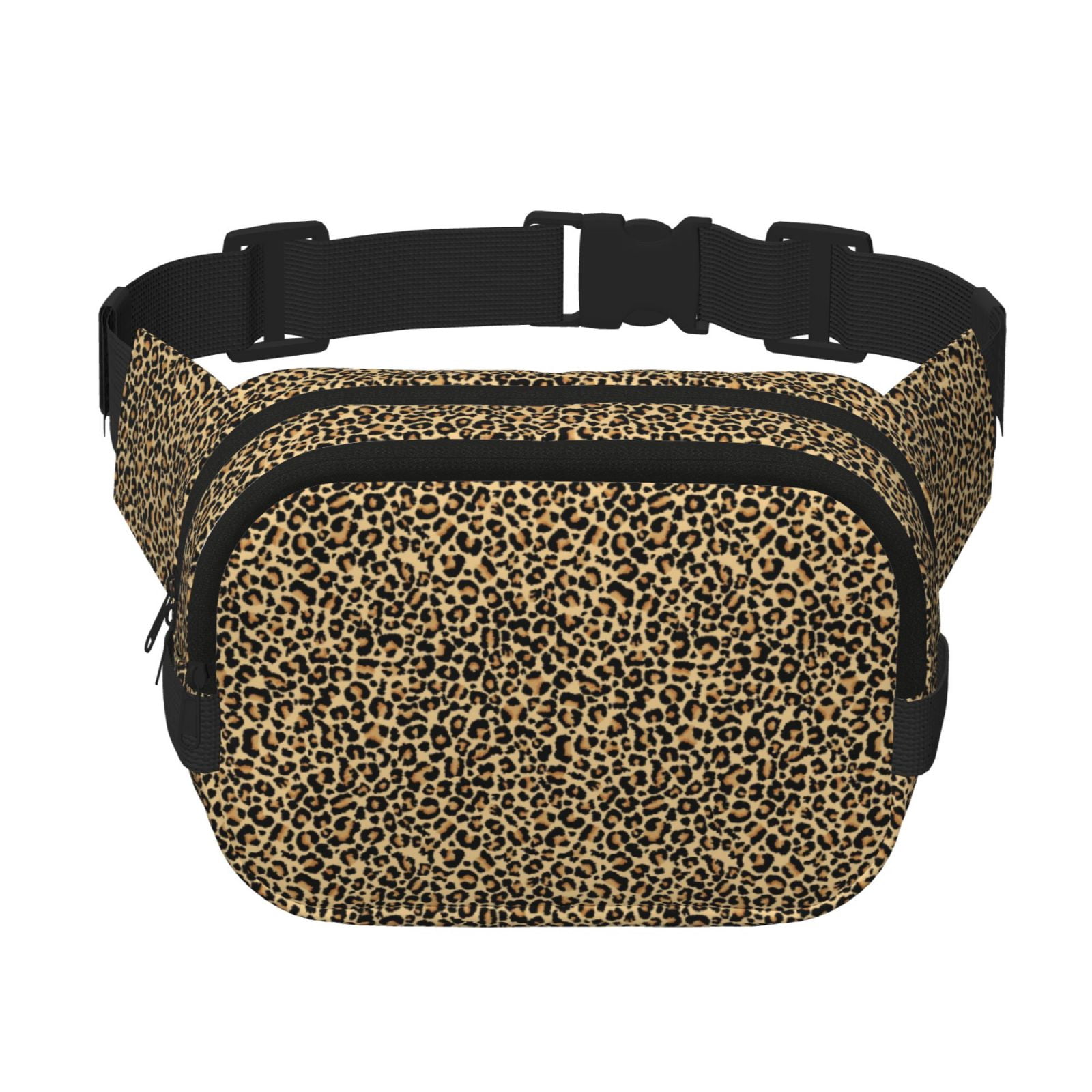 Kdxio Leopard Print Crossbody Double Layer Waist Bag Belt Bag for Unisex Fanny Pack Fashion Waist Packs for Hiking Running Shopping Traveling