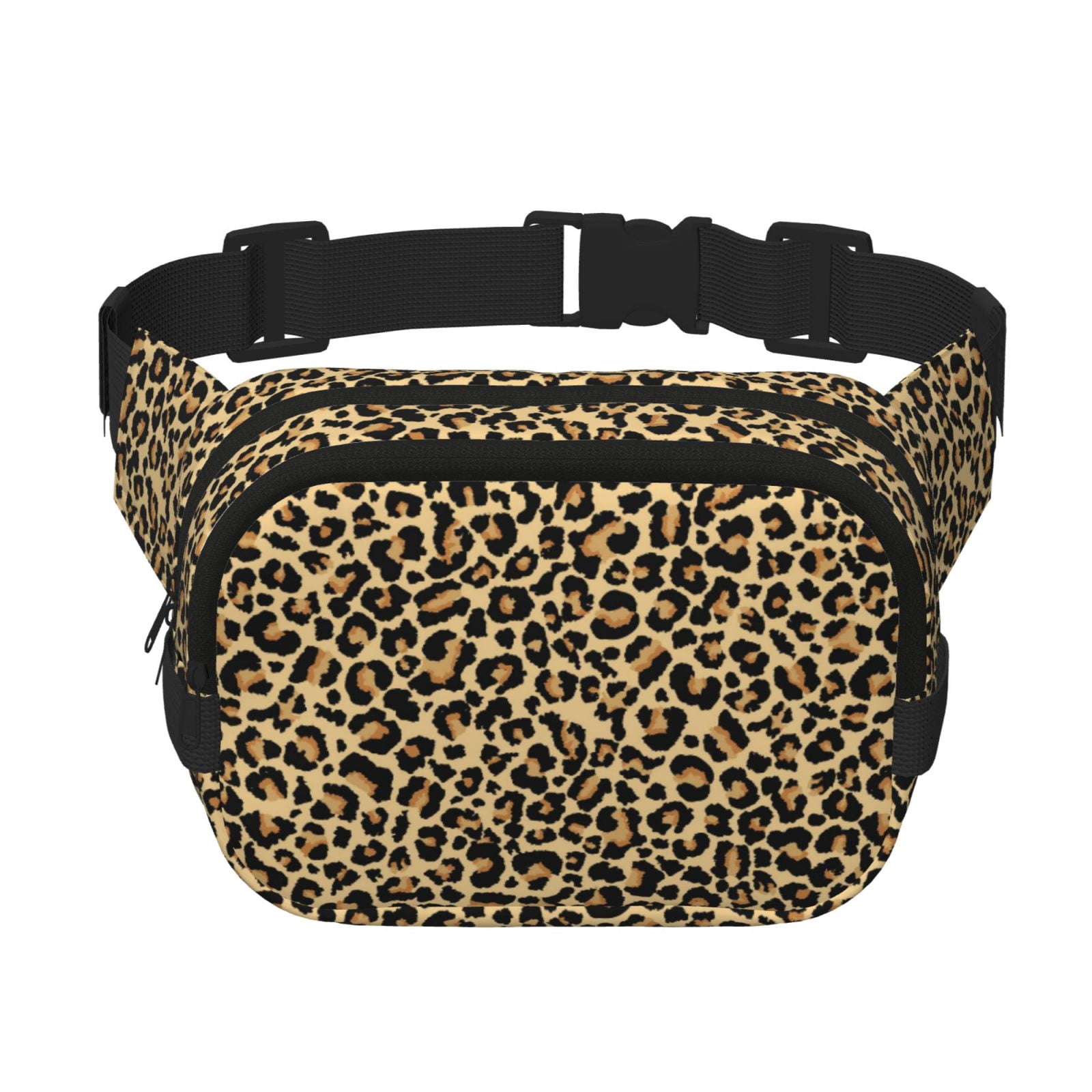 Kdxio Leopard Print Crossbody Double Layer Waist Bag Belt Bag for Unisex Fanny Pack Fashion Waist Packs for Hiking Running Shopping Traveling