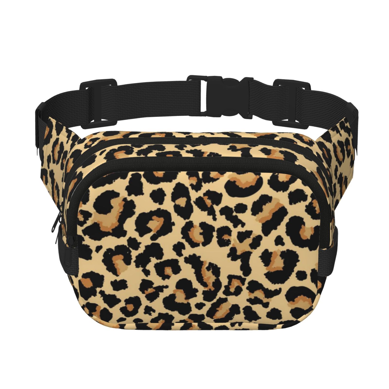 Kdxio Leopard Print Crossbody Double Layer Waist Bag Belt Bag for Unisex Fanny Pack Fashion Waist Packs for Hiking Running Shopping Traveling