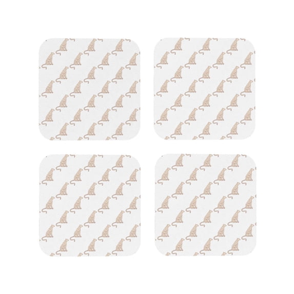 Kdxio Leopard Print Funny Coasters,4 Pcs Leather Coasters,Housewarming Gifts,Protect Furniture from Water Marks Scratch and Damage