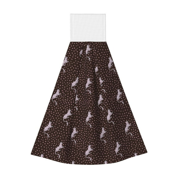 Kdxio Leopard Print Hand Towel with Loop Hanging Towel Absorbent Tie Towels for Kitchen Tea Bar Bathroom Decor