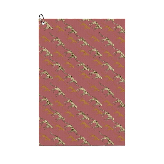 Kdxio Leopard Print Pattern Golf Towel (24" X 16") with Carabiner Clip - The Convenient Golf Cleaning Towel