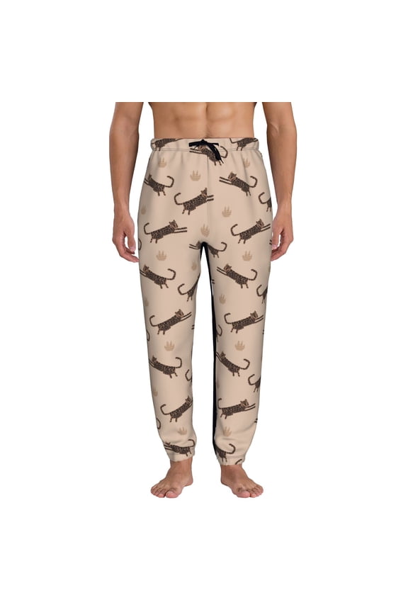Leopard Print Pattern Joggers,Sweatpants for Men with Pockets-Large