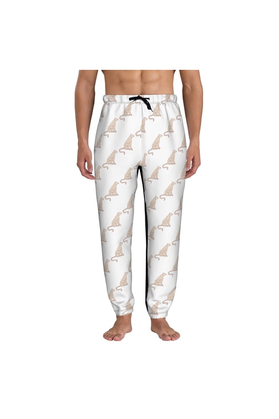 Leopard Print Pattern Joggers,Sweatpants for Men with Pockets-Large