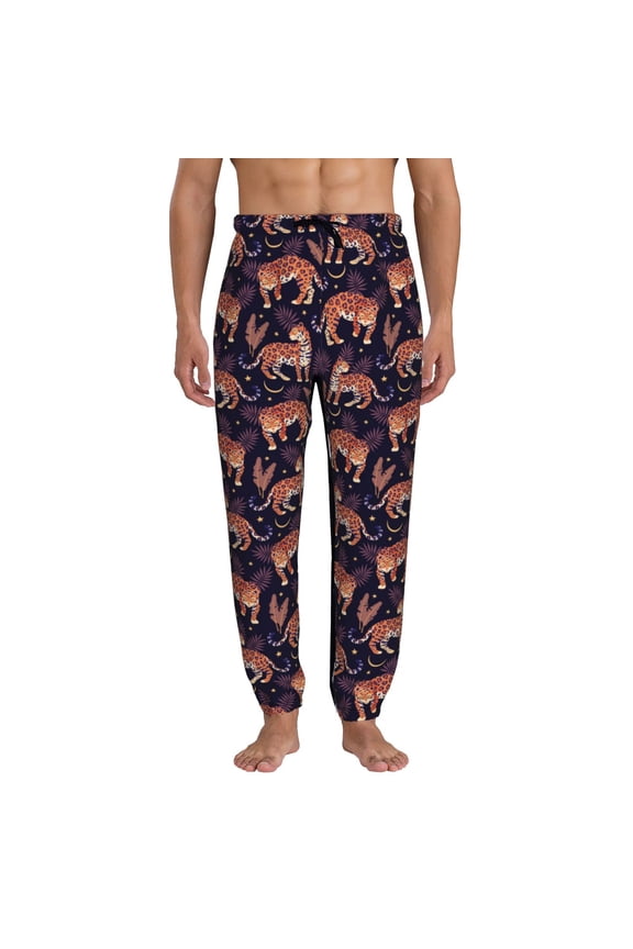Leopard Print Pattern Joggers,Sweatpants for Men with Pockets-Large