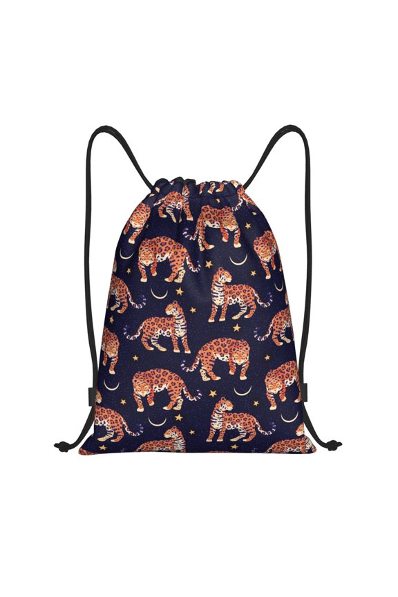 Leopard Print Print Drawstring Backpack Bag,Waterproof Draw String Back Sack, Gym Drawstring Bags Swim Bag For Unisex
