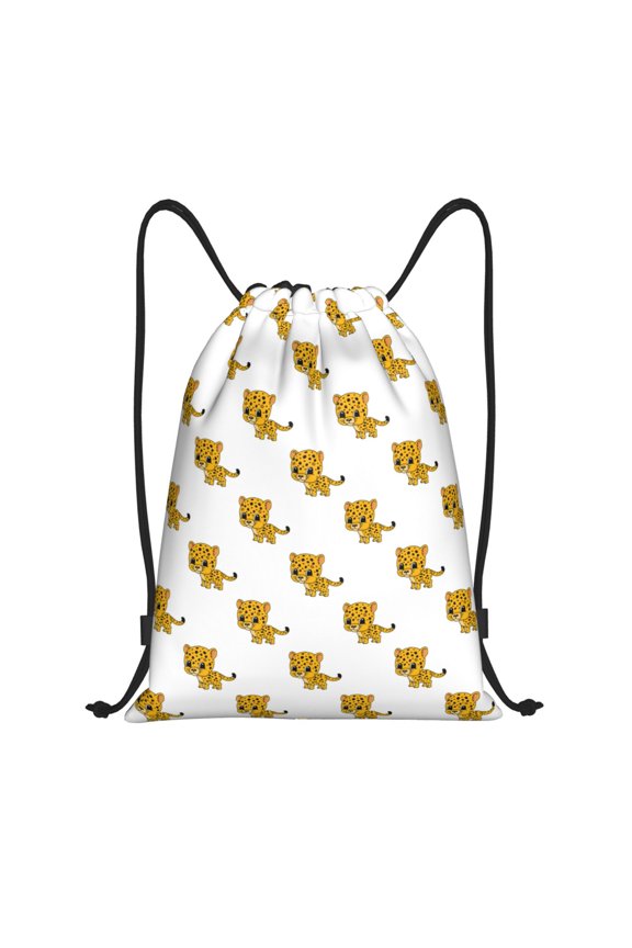 Leopard Print Print Drawstring Backpack Bag,Waterproof Draw String Back Sack, Gym Drawstring Bags Swim Bag For Unisex