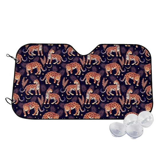 Kdxio Leopard Print Print Windshield Sun Shade,UV Rays and Sun Heat Protection,Sunshade for Car Windshield,Car Shade Front Windshield -