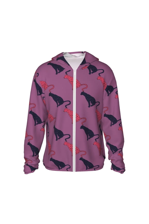 Leopard Print Print Women Men Sun Protection UPF 50+ Jackets Zip Up Long Sleeve Hoodie Hiking Lightweight with Pockets