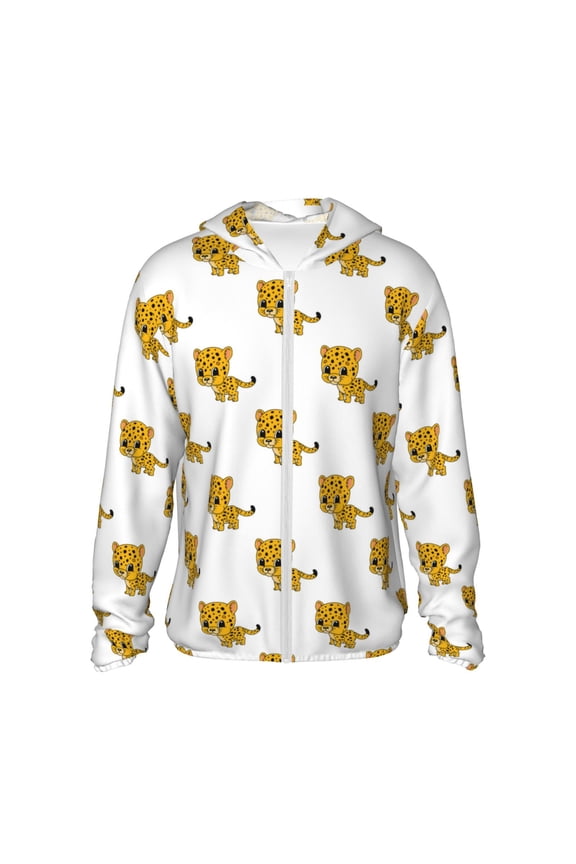 Leopard Print Print Women Men Sun Protection UPF 50+ Jackets Zip Up Long Sleeve Hoodie Hiking Lightweight with Pockets