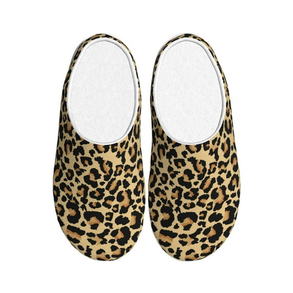 Kdxio Leopard Print Women's Men's Slippers Plush Slip-On House Slipper for Winter Indoor Soft Cushion Non-slip Fluffy Slides Slippers-39/40