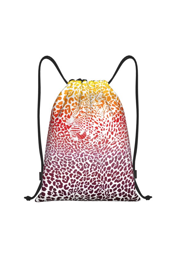 Leopard Skins And Heads Print Drawstring Backpack Bag,Waterproof Draw String Back Sack, Gym Drawstring Bags Swim Bag For Unisex