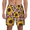 thumbnail image 1 of Kdxio Leopard Sunflowers Print Men'S Swim Trunks With Compression Liner 7 Inch Inseam Quick Dry Swim Shorts, 1 of 7