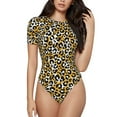 thumbnail image 1 of Kdxio Leopard for Women's Short-Sleeved Onesie Stylish Round Neck Pajamas Bodysuit Jumpsuit Nightwear-X-Large, 1 of 7