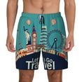 thumbnail image 1 of Kdxio Let'S Go Travel Print Men'S Swim Trunks With Compression Liner 7 Inch Inseam Quick Dry Swim Shorts, 1 of 7
