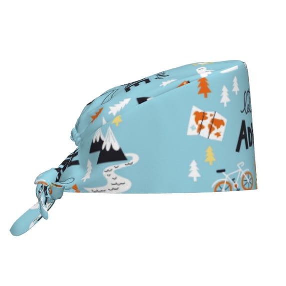 Kdxio Let's Go on an Adventure Pattern Turban Hat for Women Men Comfortable Adjustable Cleaning Working Cap with Sweatband